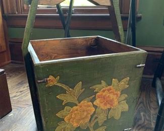 Asian / Chinese Painted Wooden Bucket 