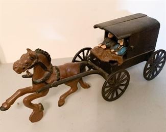 Cast Iron Amish Horse-Drawn Carriage
