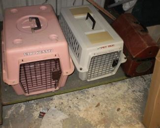 Pet carriers-Pink colored one $5.00, Antique/brown-5.00           WHITE CARRIER SOLD--NO LONGER AVAILABLE
