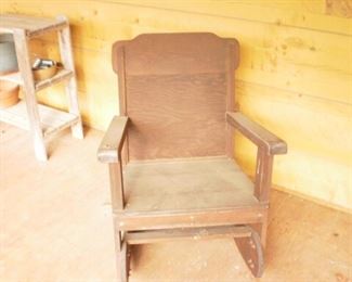 Wood rocking chair, been out on open back porch Price$5.00        