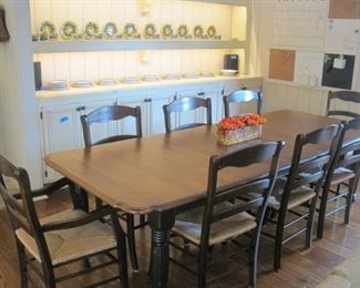 Nichols and Stone Dining Table with 8 Italian Chairs.