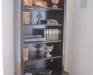 A pair of Stanley Bookcases with lights.