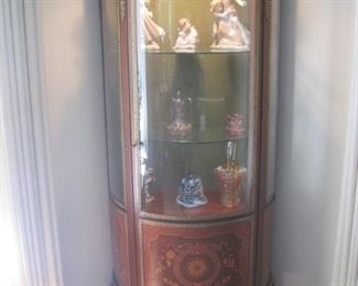 Antique inlaid round front Curio Cabinet.