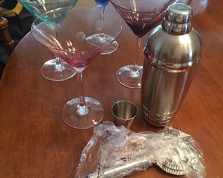 Item #4: Set of 4 pok-a-dot martini glasses with shaker, $15