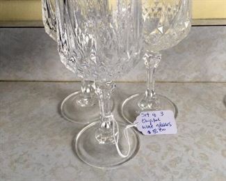 Iten #1: Set of 3 chrystal wine glasses: $8