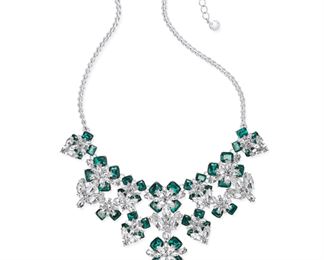 Charter Club Silver-Tone Emerald Crystal Necklace