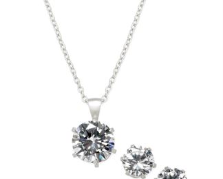 Sterling Giani Bernini Cz Pendant Necklace & Earrings
