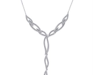 Eliot Danori Silver-Tone Pave Leaf Y-Neck Necklace