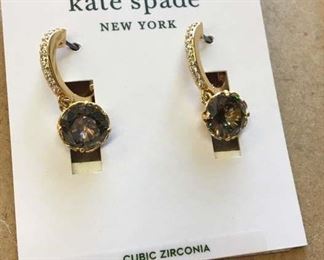 Kate Spade Black Diamond Crystal Huggie Hoop Earrings