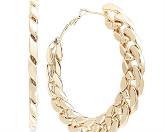 Thalia Sodi Gold-Tone Chain Link Large Hoop Earrings