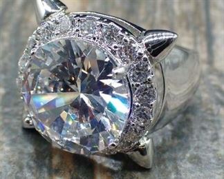 Cz Large Cushion Cut Sterling Ring Sz 6