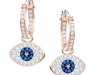 Swarovski Rose Gold-Tone Crystal Evil Eye Earrings