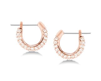 Swarovski Stone Pierced Hoop Earrings, Silver
