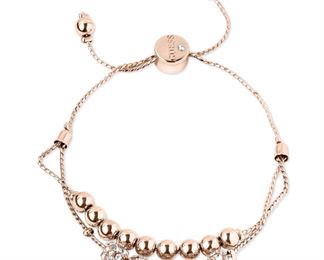 Guess Rose Gold-Tone Pave Beaded Double-Row Bracelet
