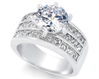 Charter Club Silver-Tone Crystal Triple-Row Ring