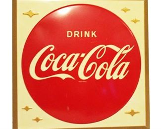 COKE SIGN BUTTON ON SQUARE BACKGROUND