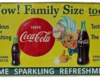 COKE SIGN NOW FAMILY SIZE TOO YELLOW