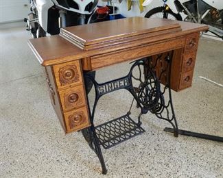 antique Singer sewing machine table