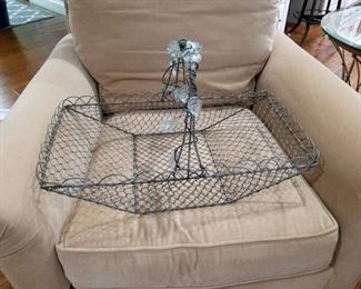 matching sofa and 2 chairs, all with metal studding