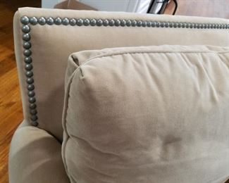 matching sofa and 2 chairs, all with metal studding