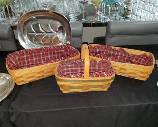 Longaberger baskets with hot bread blocks
