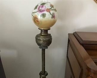 Antique ornate brass piano lamp