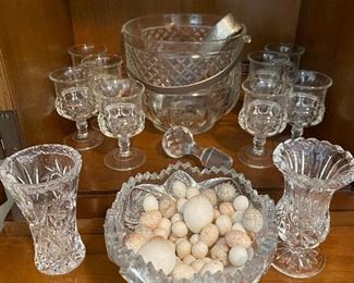 Various pressed and cut glass antique pieces