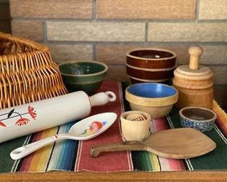 Vintage kitchen baking and cooking items