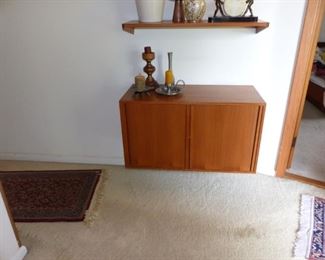 Mid-Century teak wall cabinet and shelf