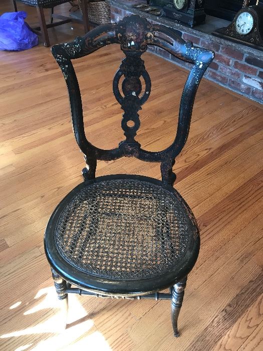 Victorial Mother of Pearl Cane Inlaid Bedroom Chair