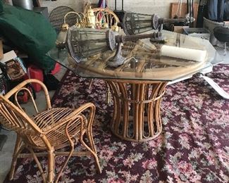 Outdoor Bamboo Table with 2 bamboo chairs