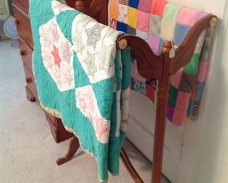 Vintage Quilts and Rack