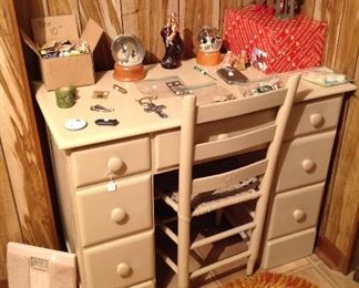Vintage Desk & Chair, Snowglobes & Misc