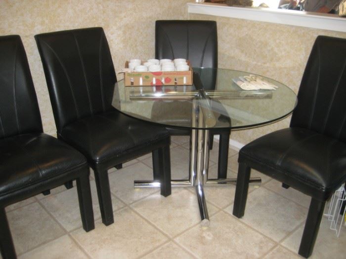 Dinette set with 4 leather chairs $250