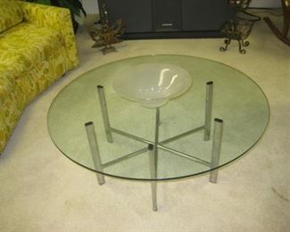 Round glass & chrome coffee table $60