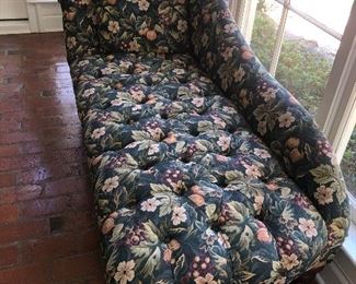 $125~ Fainting chair~upholstered and tufted.  Excellent condition. 
