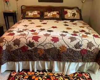 King size bed $600 takes all with bedding 

Hand latched area rug $75 (separate from bed)
