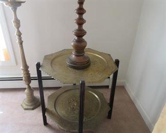 double brass tray table