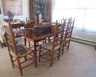 tressle table and ladderback chairs