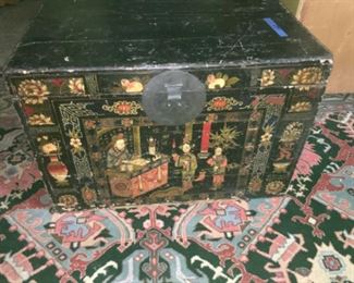 Oriental chest 165.00 and large rug 325.00 with appraisal -