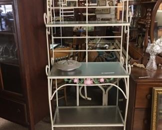 Metal bakers rack with glass shelves 225. Or offer