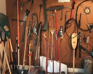 YARD TOOLS, HAND TRUCK, RAKES , SHOVELS