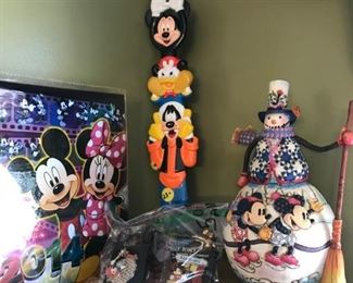 Disney photo album, trading pins, snowman and vintage back scratcher