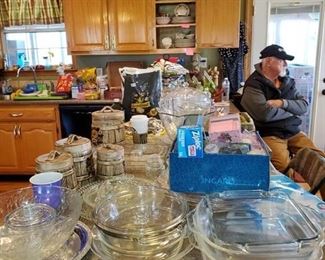 Assorted glass serving pieces- Anchor Hocking, Pyrex, 