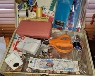 1970’s sewing box and notions