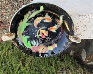 20th C, 1950s Monaco ceramic centerpiece Fishes by Ceyianne.