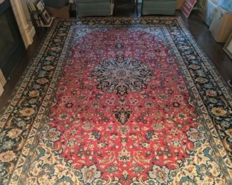 Gorgeous hand-woven Persian Meshad rug, 100% wool face, measures 9' 4" x 14' 6".