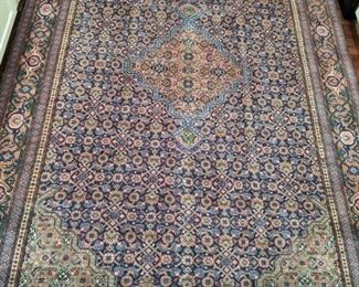 Vintage, hand woven Persian Bijar rug, 100% wool face, measures 9' 9" x 6' 5".