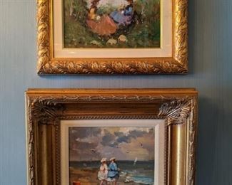 Sweet pair of original oils on canvas, each nicely framed/matted/artist signed. 