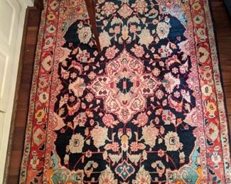 Antique Persian Mahal rug, hand woven, 100% wool face, measures 5' 2" x 3' 5".